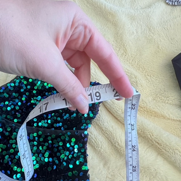 Green Iridescent Sequin Velvet Backless Maxi Dress 🌿 - Picture 10 of 13